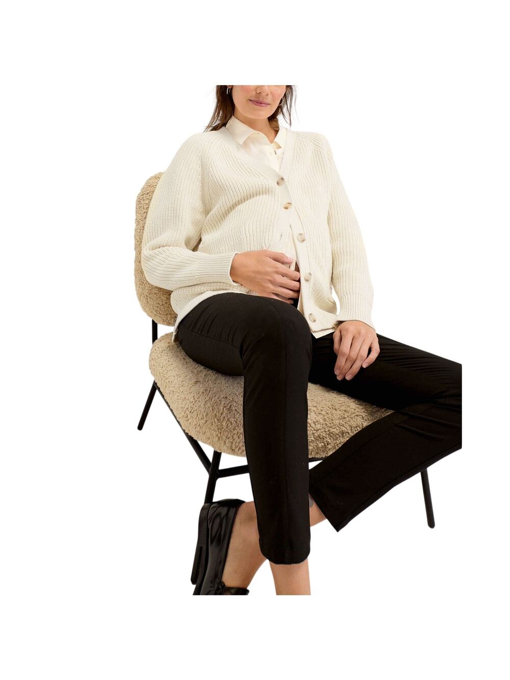 Hatch Ribbed Ivory Marlow Cardigan Size 1